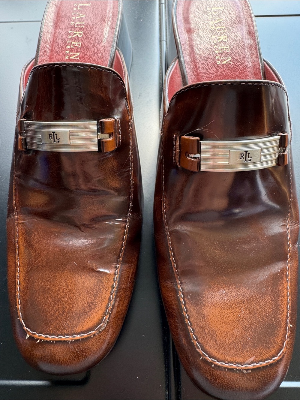 Ralph Lauren Bethel Brown Leather Slip-On Loafers Size 8.5B